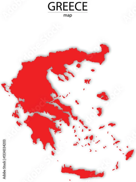 Obraz greece  map in red colour and with trasparent background
