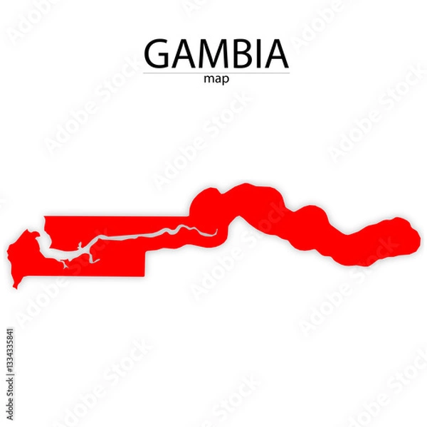 Obraz gambia map in red colour and with trasparent background
