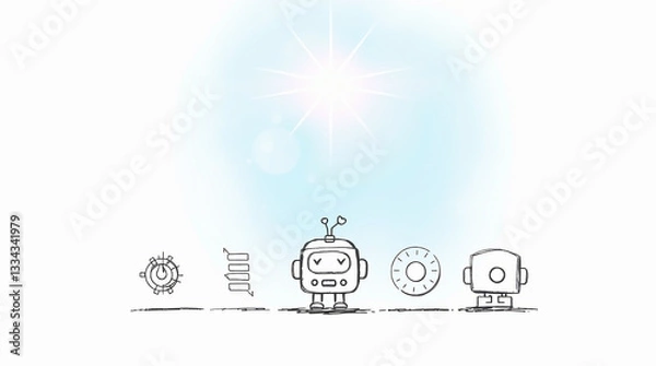 Obraz Modern Artificial Intelligence Icon Set with Solid Background for Web and App UI