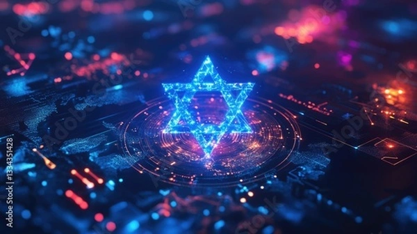 Fototapeta Three-Dimensional Innovation in Israel: A Creative Business Concept Banner for Asia