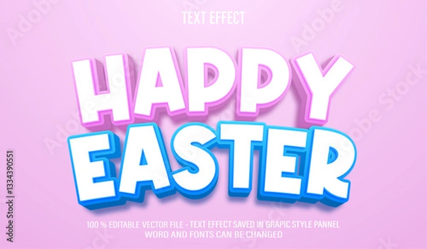 Obraz Happy Easter 3d editable text effect style