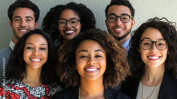 Fototapeta Diverse group of multicultural individuals, warm and inclusive atmosphere.