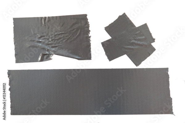 Obraz Set of used gray duct tape pieces
