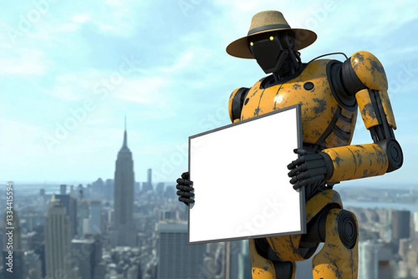 Obraz construction worker with blank sign