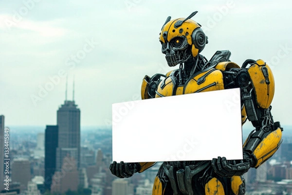 Obraz construction worker holding blank sign