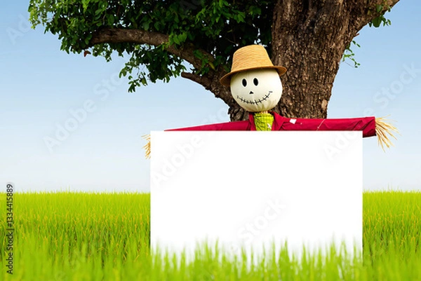 Obraz boy with blank sign