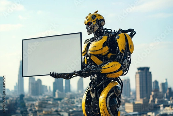 Obraz robot with billboard