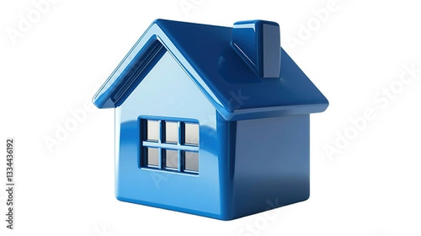 Obraz 3d render blue house icon with transparent background
