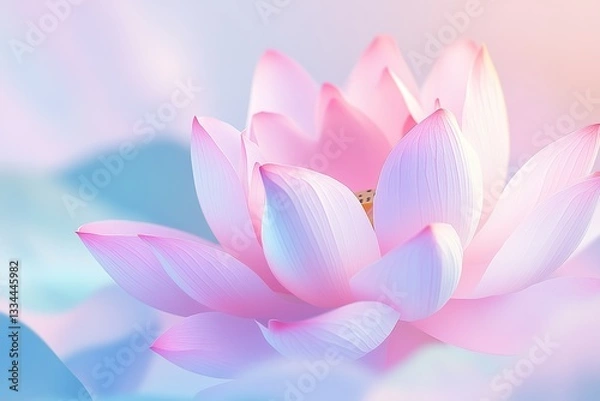 Fototapeta Delicate beauty of a soft pink lotus flower with gentle curves and pastel background
