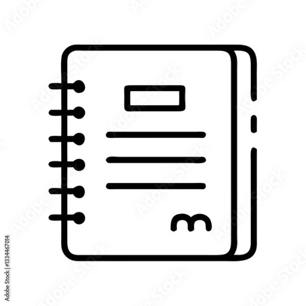 Fototapeta Spiral notebook icon in black outline style