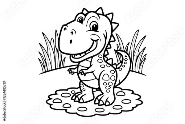 Fototapeta Funny alligator hand drawn for kids' page Cute  Cartoon Icon Illustration. Animal Hero Icon Concept Isolated. Flat Cartoon Style
