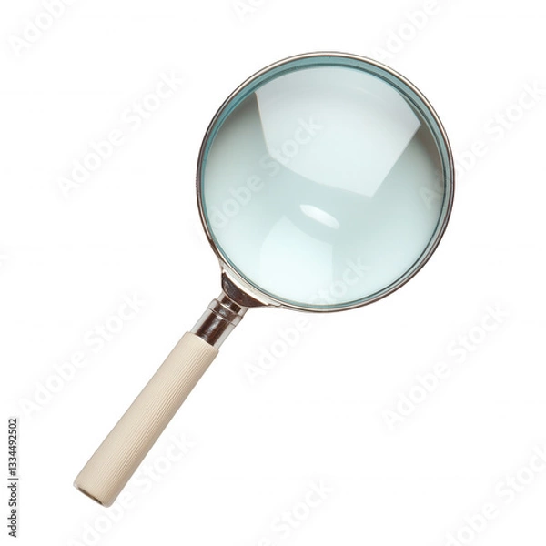Fototapeta Magnifying glass on white isolated background for investigation and analysis.