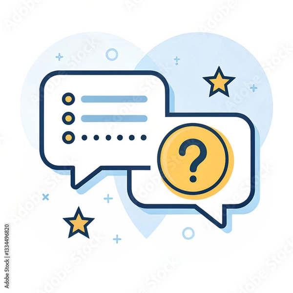Obraz Illustration of two overlapping speech bubbles with a question mark and a checklist icon inside