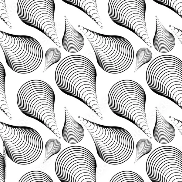 Fototapeta Abstract black and white seamless pattern.  Vector clip art.