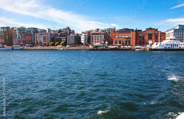Fototapeta The Oslo Norway Harbor is one of Oslo's great attractions. Situated on the Oslo Fjord in Oslo, Norway