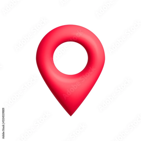 Fototapeta Simple bright red location pin icon with a circular center. the design is smooth and clear.