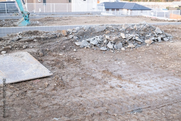 Fototapeta 住宅街の中の建売住宅整備工事