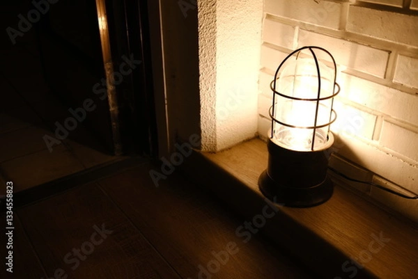 Fototapeta リゾートホテル廊下の足元灯