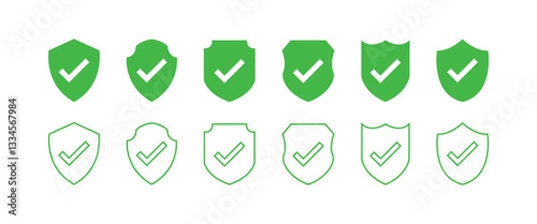 Fototapeta Shield icon. Shield with a checkmark in the middle Protection icon concept