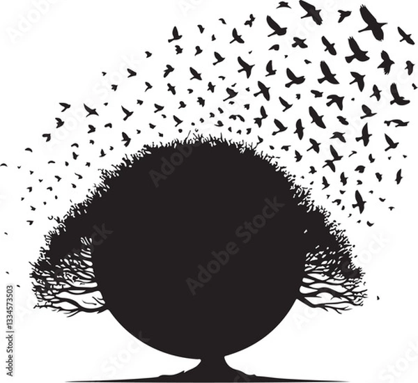 Fototapeta Tree and Bird Silhouette Vector Bundle | Nature-Inspired Premium Design Pack