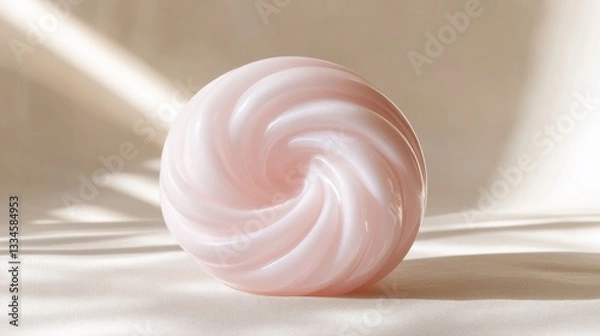 Fototapeta Elegant Pink Swirl Decorative Object on Soft Beige Surface