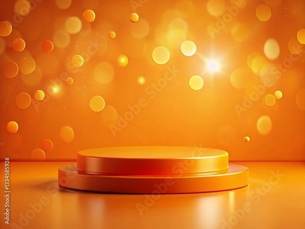 Obraz Orange Product Podium Mockup: Tilt-Shift Miniature Presentation Background