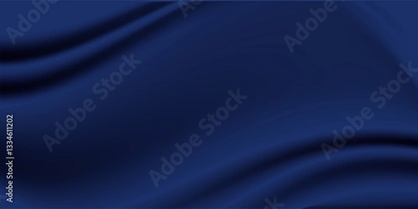 Fototapeta Navy blue silk satin. Silky shiny fabric. Dark luxury background with space for design. Banner. Wide. Long. Panoramic. Template. Empty. Flat lay, top view table. vector
