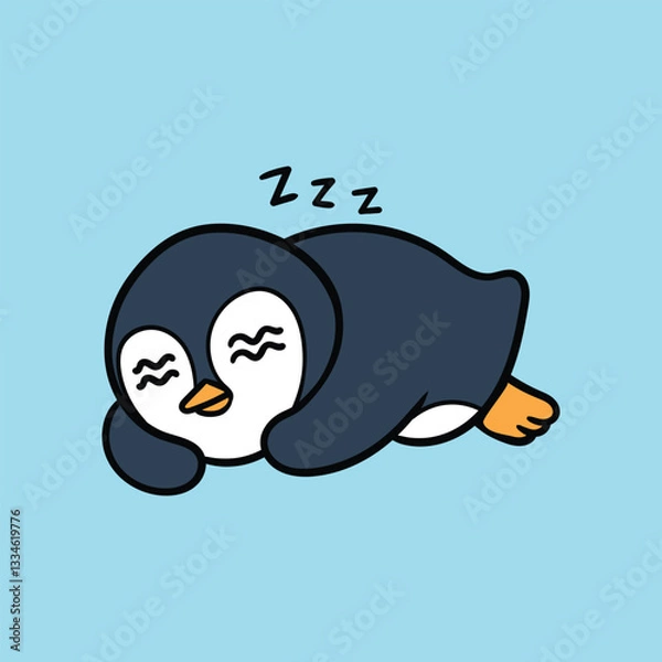Fototapeta Lazy penguin with sleeping pose
