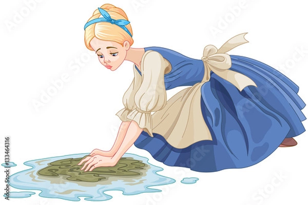 Obraz Sad Cinderella Cleaning the Floor