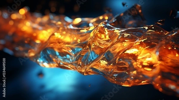 Fototapeta Abstract Liquid Flow: Orange and Blue Abstract, Dynamic, and Glowing Liquid Forms