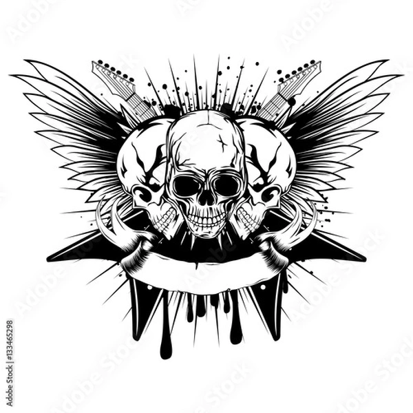 Fototapeta guitars wings skull_var 13