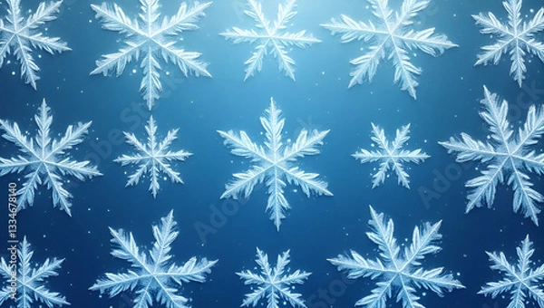 Fototapeta Icy snowflake and starburst seamless tile pattern with shimmering winter elements concept as Shimmering starbursts paired with icy snowflakes create a seamless tile pattern with sparkling winter eleme