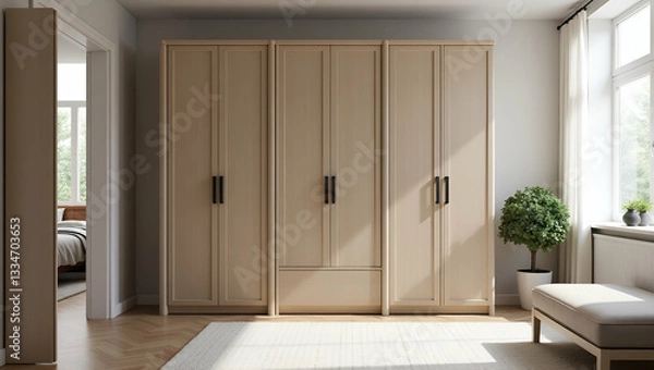 Fototapeta Set of home dressing room wardrobes concept as Set of dressing room wardrobes emphasizing organization modern interior and stylish home storage solutions in  Photo Stock  Concept  and empty space on t