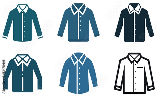Fototapeta Collection of Flat Icon Long-Sleeve Shirts in Various Colors