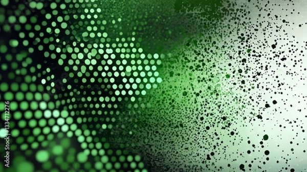 Obraz a green digital abstract image with a textured, dot pattern.