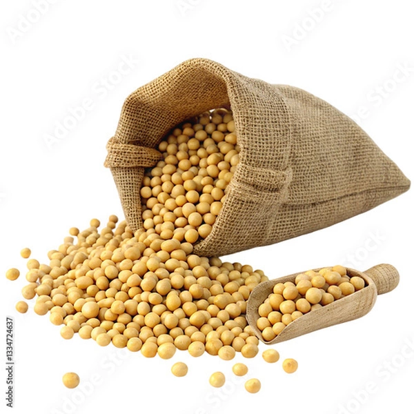 Fototapeta bag of wheat grains on a transparent background