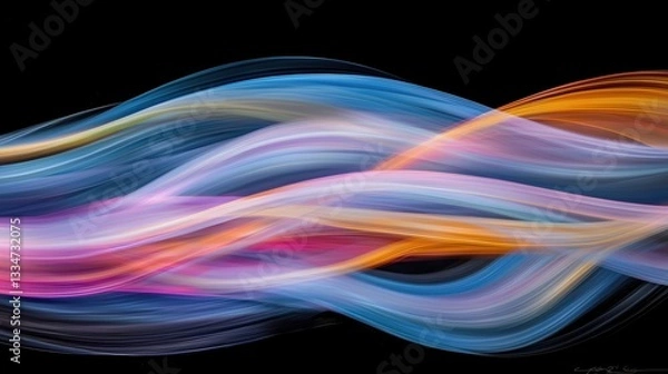 Fototapeta A digital art piece featuring abstract wave patterns in various colors.