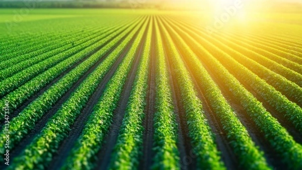 Obraz Agrivoltaics Sustainable Farming Innovation Integrating Solar Panels with Crops for Simultaneous Agricultural Production and Renewable Energy Generation