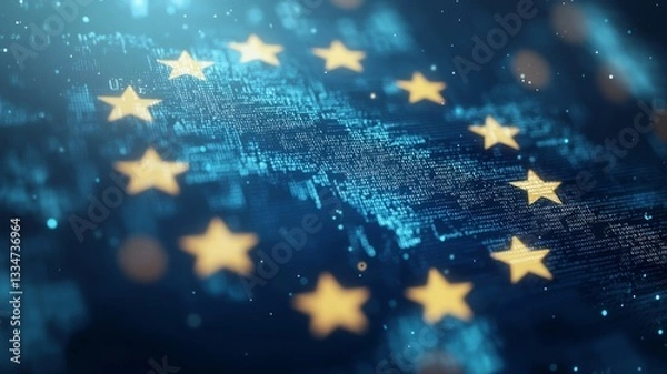 Obraz GDPR Concept Displayed with Blue Background and Yellow Stars, Represents Data Protection Principles in the Context of European Union Regulations