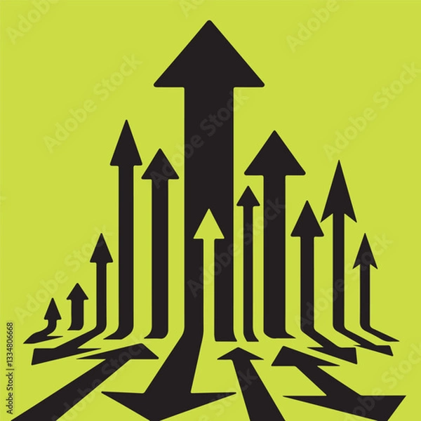 Fototapeta Arrows pointing upwards representing growth and progress