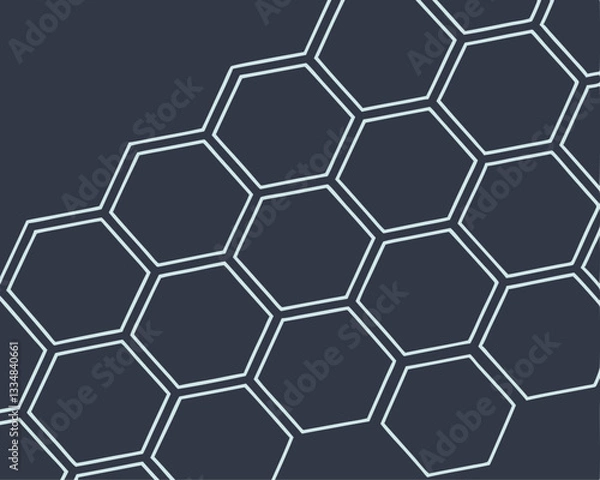 Fototapeta Seamless Hexagon Grid Background — Vector Pattern. Minimal vector illustration of a seamless hexagon grid pattern. Modern geometric background in dark tones.