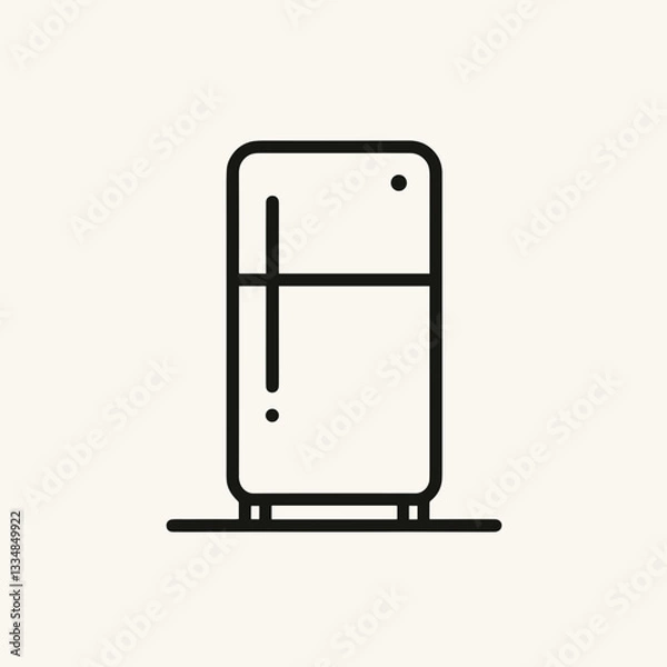 Fototapeta Minimalist refrigerator line drawing in black and white for kitchen appliances with editable outline.