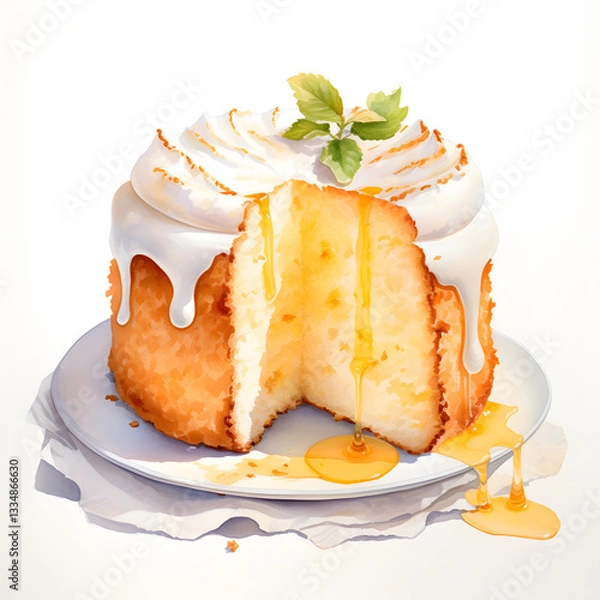 Obraz Digital technology chiffon cake watercolor design illustration