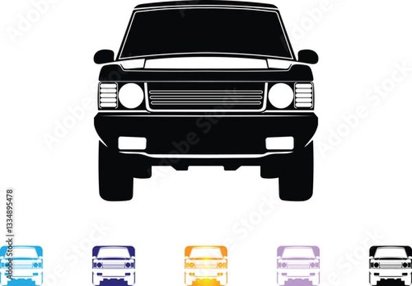 Fototapeta Classic off-road SUV front view, detailed vector silhouette illustration