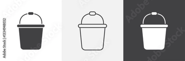 Fototapeta Bucket icons in Thin line black color. flat simple vector symbols illustration.