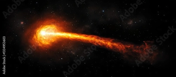 Obraz Fiery celestial object emitting a powerful stream of energy across space