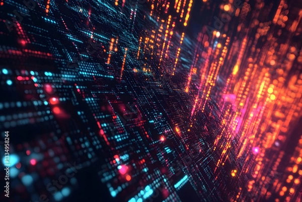 Fototapeta Digital interface with luminescent data streams