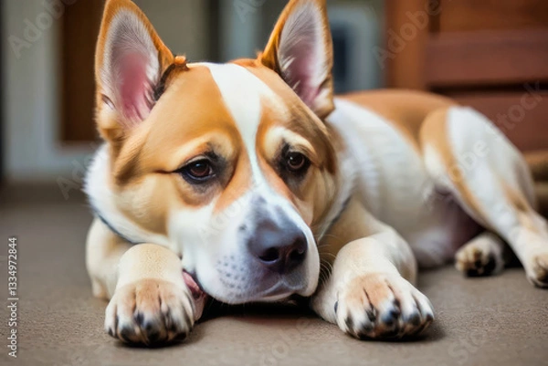 Obraz Corgi Mix Dog Resting in Park