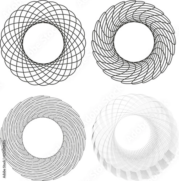 Fototapeta Circular, radial and radiating lines. Circular, concentric circles
