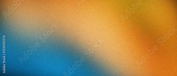 Fototapeta Orange teal yellow color gradient background, with grainy noise texture effect, for poster summer banner backdrop design